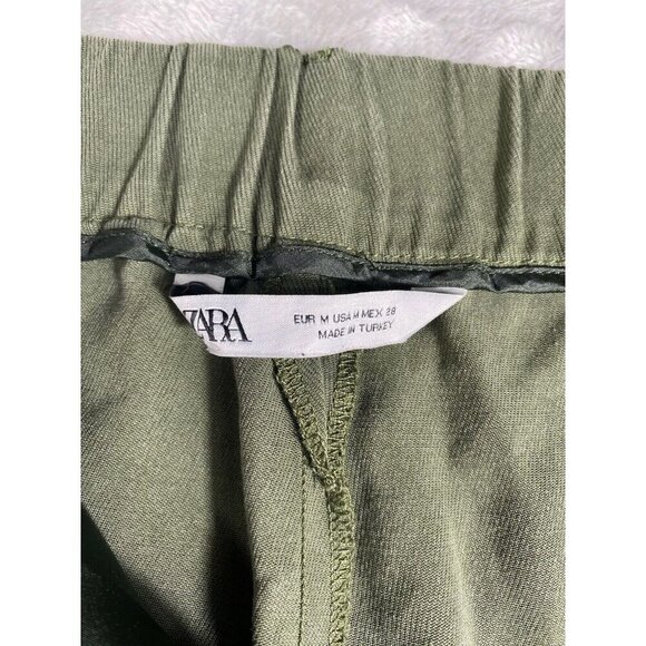 Zara Women’s High-Waisted Cargo Joggers - Size M - Olive Green - Picture 6 of 12